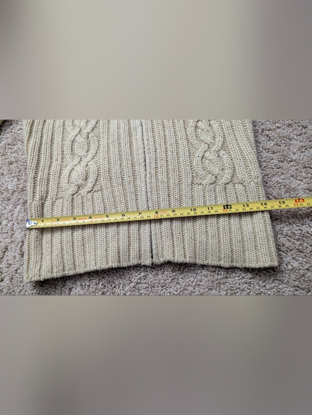 Vintage Y2K Aeropostale Cable Knit Fur Trim Hooded Zip Up Sweater Medium Cream - Picture 4 of 11